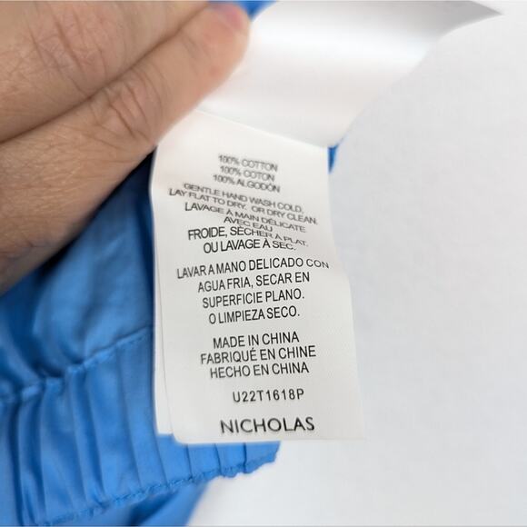 NWT Nicholas Blue Tarla Tie Hem Cotton Blouse - Picture 7 of 8